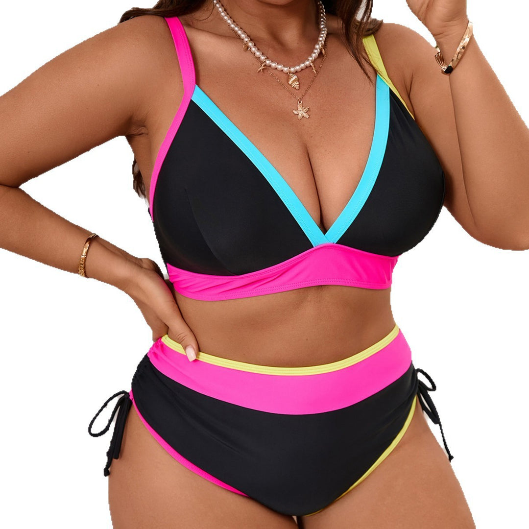 Damen Sportliches Bikini-Set mit hoch taillierten Höschen und modischem Farbkontrast Drune