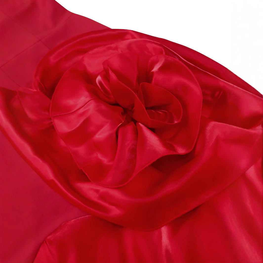 Damen Elegantes Abendkleid mit voluminösem Blumenakzent Drune