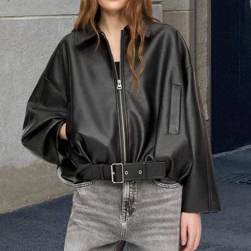 Damen lässige Lederjacke Drune
