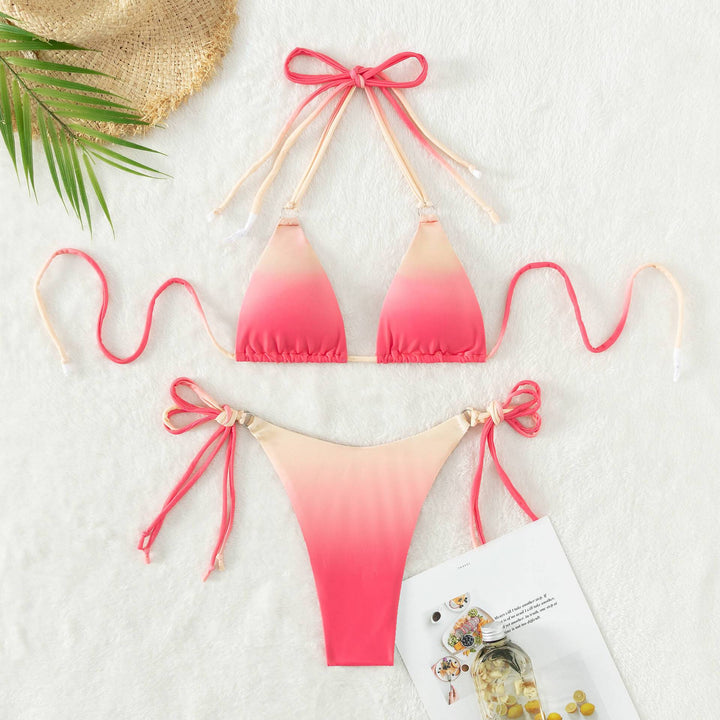 Damen Triangel-Bikini mit modernem Farbverlauf und verstellbaren Trägersystem Drune