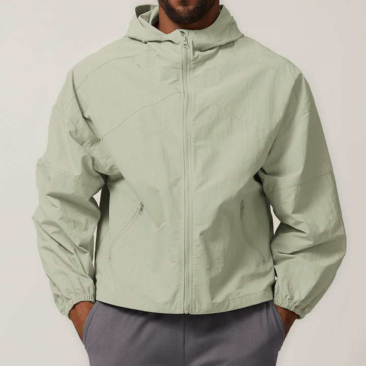 Herren Leichte Windjacke mit regulierbarem Kragen und seitlichen Reißverschlusstaschen Drune