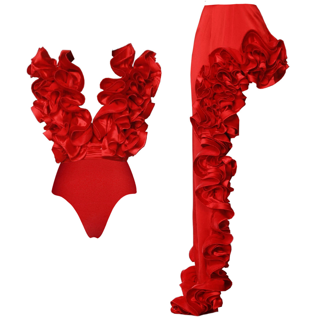 Damen auffälliges Badeanzug und Palazzo-Hose Set Drune