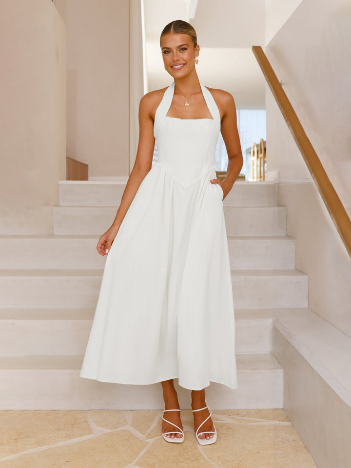 Damen Maxikleid mit schulterfreier Silhouette und eleganter Taillierung Drune