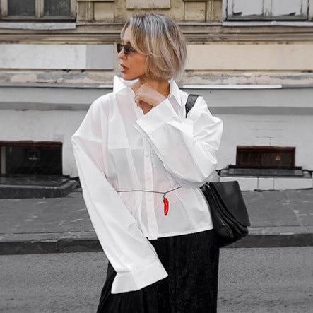 Damen Oversized Hemdbluse mit einzigartigen Ärmeldetails und tailliertem Schnitt Drune