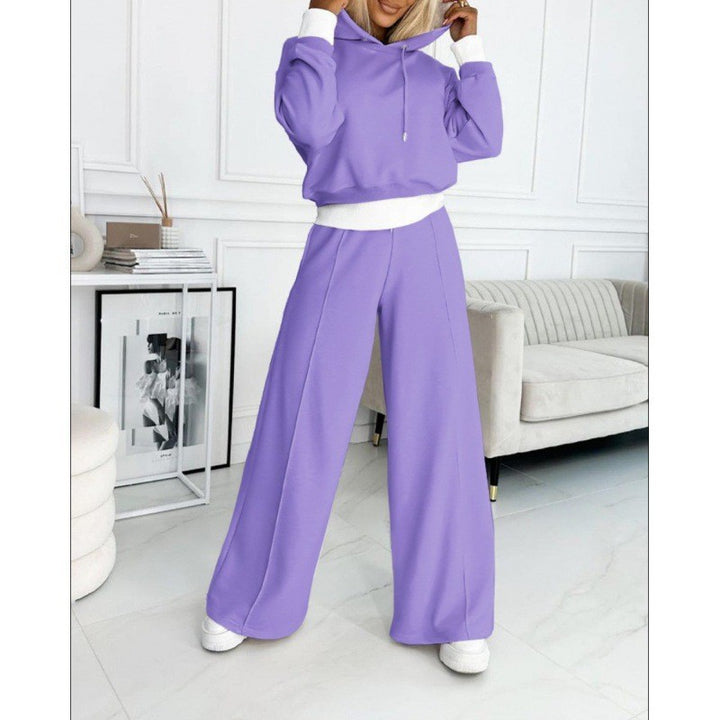 Damen nan Cropped Kapuzenpullover und weite taillenhohe Jogginghose Set Drune