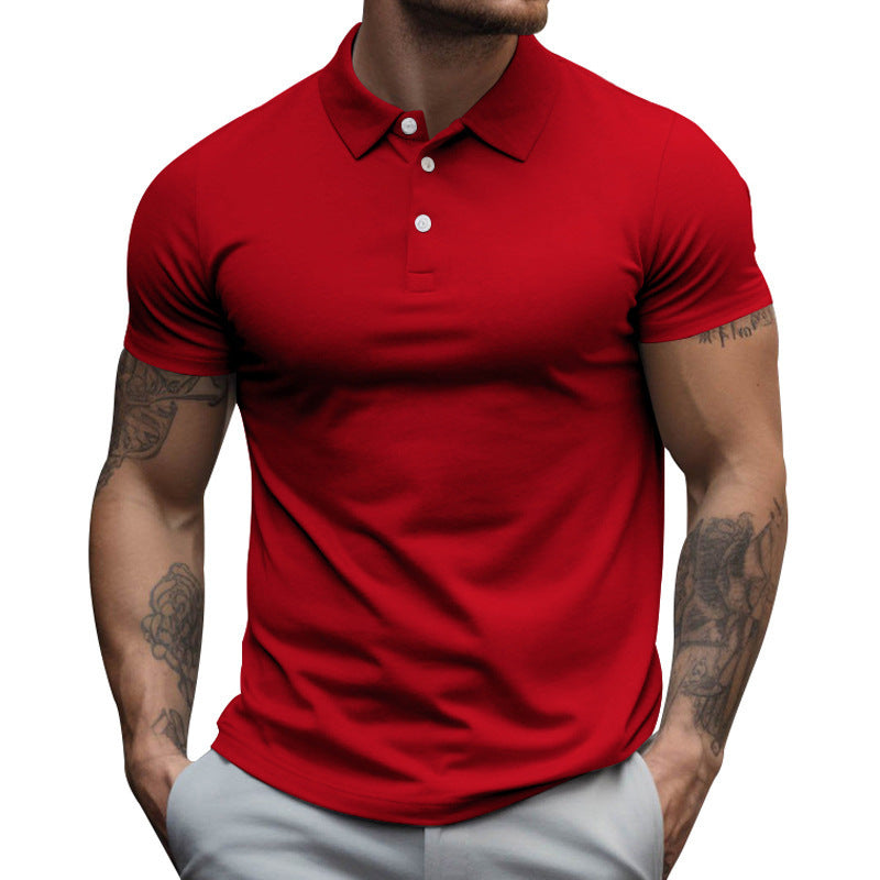 Herren nan tailliertes Stretch-Polo mit Hemdkragen kurzer Knopfleiste und körpernahem Schnitt Drune