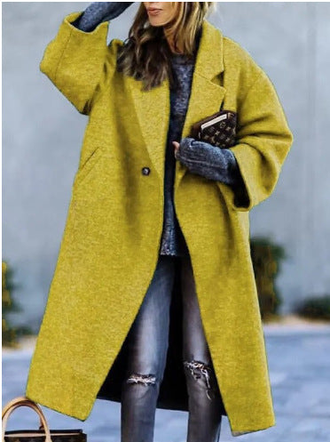Damen Oversized Wollmantel mit klassischem Revers und modischem Schnitt Drune