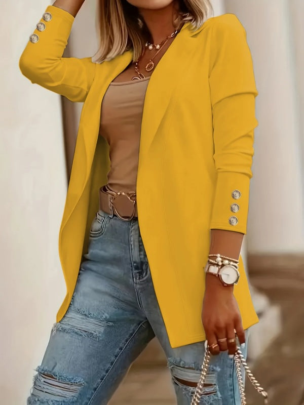 Damen Eleganter Blazer mit glamourösen Knöpfen und taillierter Passform Drune