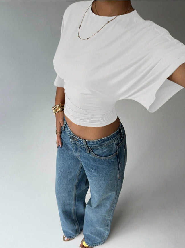 Damen Kurzärmliges Crop-Top Drune
