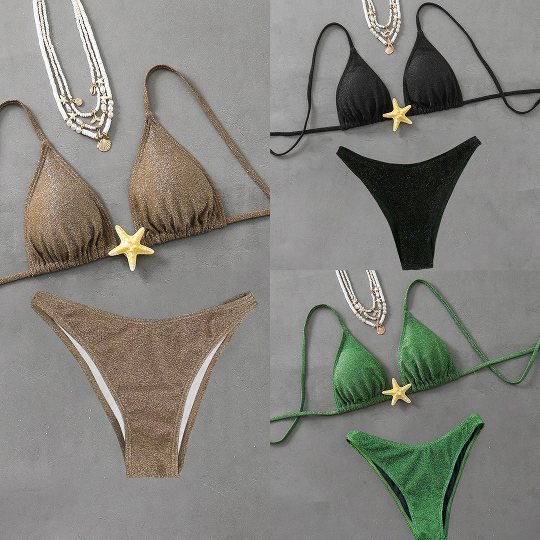 Damen Triangel-Bikini mit modischem Glitzer-Effekt Drune