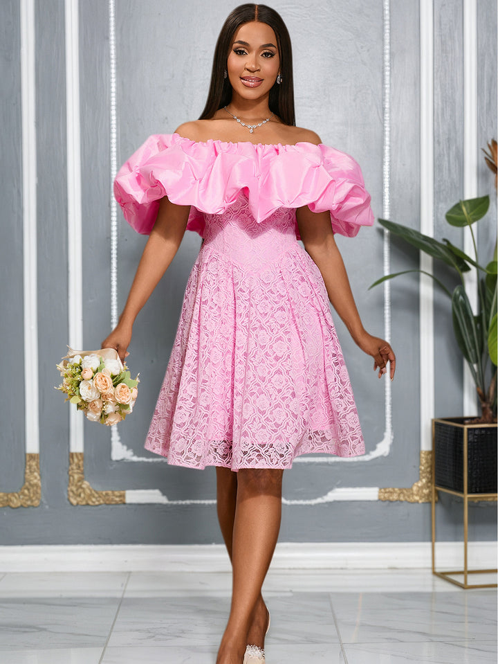 Damen Cocktailkleid mit voluminösem Rüschensaum Drune