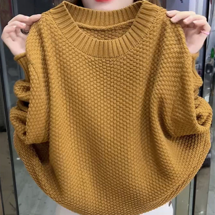 Damen lässiger Strickpullover mit strukturierter Oberfläche und weitem Schnitt Drune
