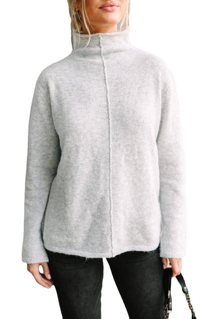Damen eleganter Pullover mit hohem Kragen und weichem Feinstrick Drune