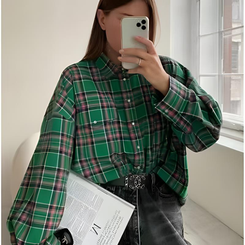 DamenOversized Karo-Hemdbluse Drune