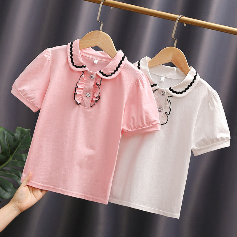 Damen T-Shirt mit dekorativem Rüschenausschnitt Drune