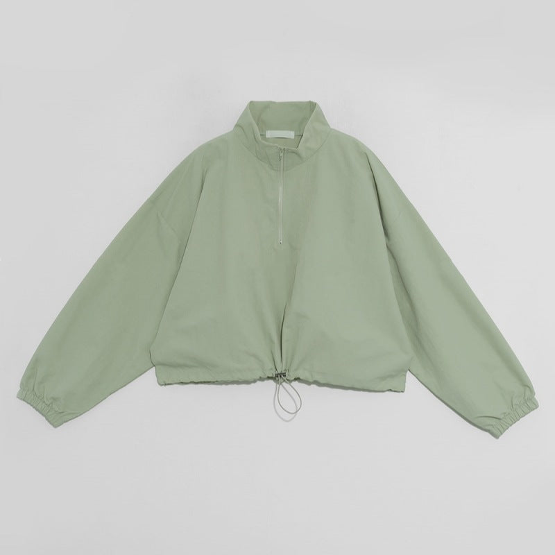 Damen lässige Übergangsjacke mit hohem Kragen und verstellbarem Kordelzug Drune
