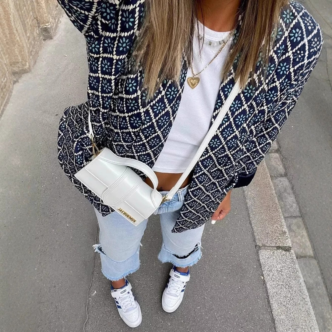 Damen Kimono-Jacke mit traditionellem Muster und bequemer Passform Drune