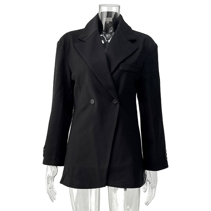 Damen Modischer Oversized Blazer mit doppelter Knopfleiste und strukturiertem Stoff Drune