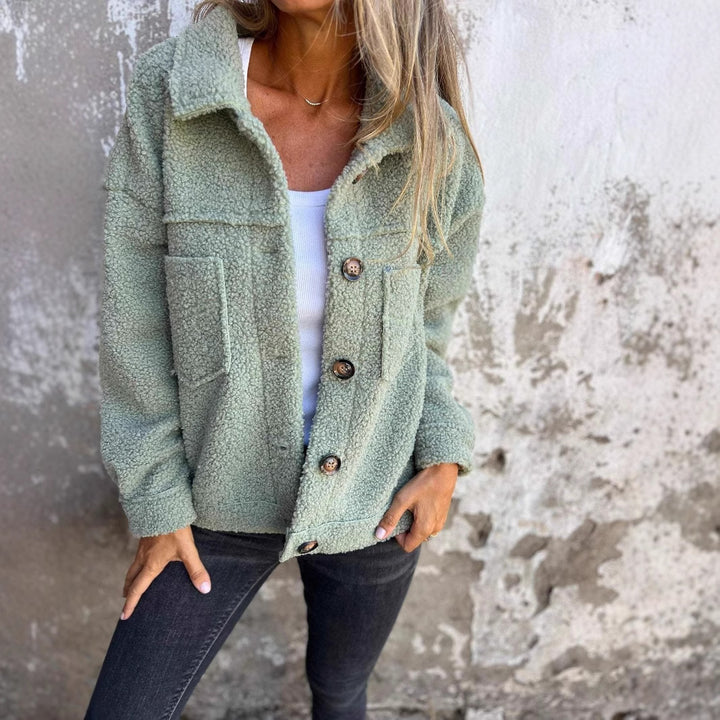 Damen nan kuschelige Teddyjacke im Shacket Stil Drune