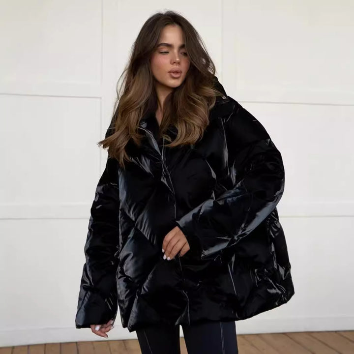 Damen Warm gefütterte Steppjacke mit modernem Kragen und verstellbarem Saum Drune
