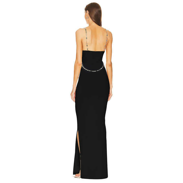 Damen Elegantes Maxikleid mit dekorativem Kettenakzent Drune