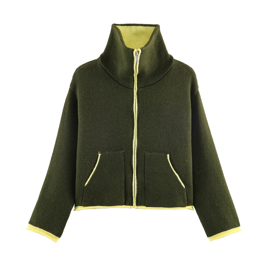 Damen nan kurze Fleecejacke mit hohem Stehkragen, durchgehendem Reißverschluss und aufgesetzten Taschen Drune