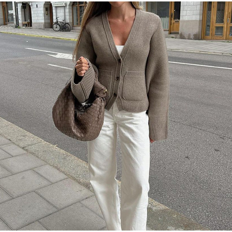 Damen Lässiger Strickcardigan mit schicker Knopfleiste und praktischen Taschen Drune