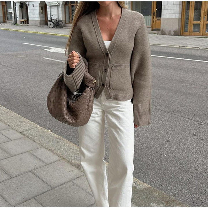 Damen Lässiger Strickcardigan mit schicker Knopfleiste und praktischen Taschen Drune