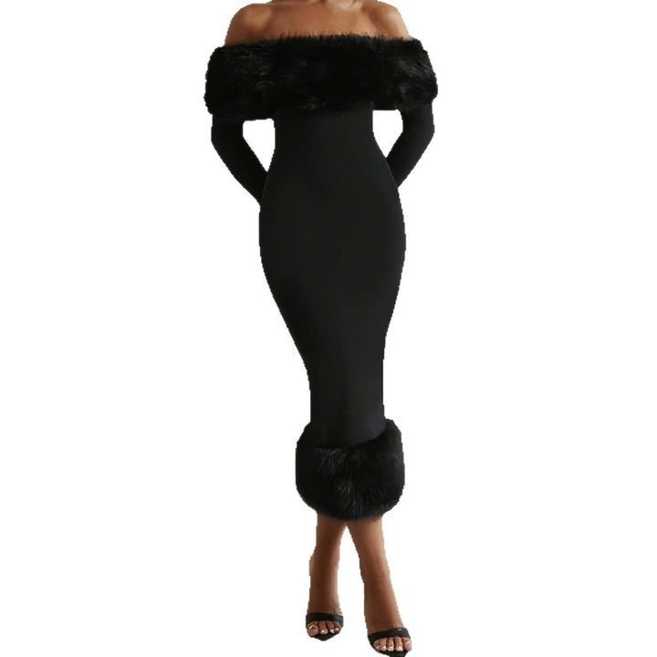Damen Elegantes Abendkleid mit luxuriösem Federbesatz Drune