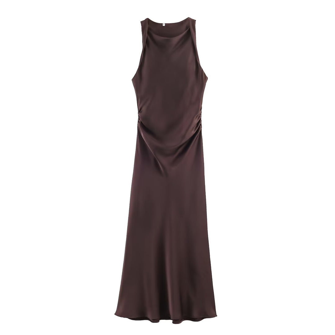 Damen elegantes Sommerkleid mit fließendem Schnitt und charmanten Rüschendetails Drune