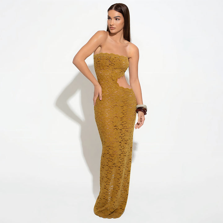 Damen Elegantes Spitzenkleid mit Cut-Out-Details Drune