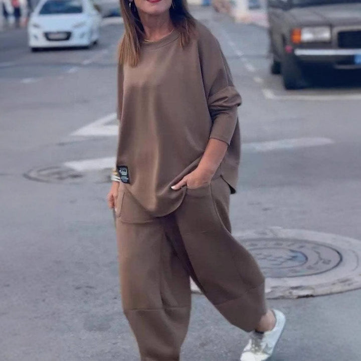 Damen lässiges Wohlfühl-Set mit oversized Oberteil und bequemen Beinen Drune