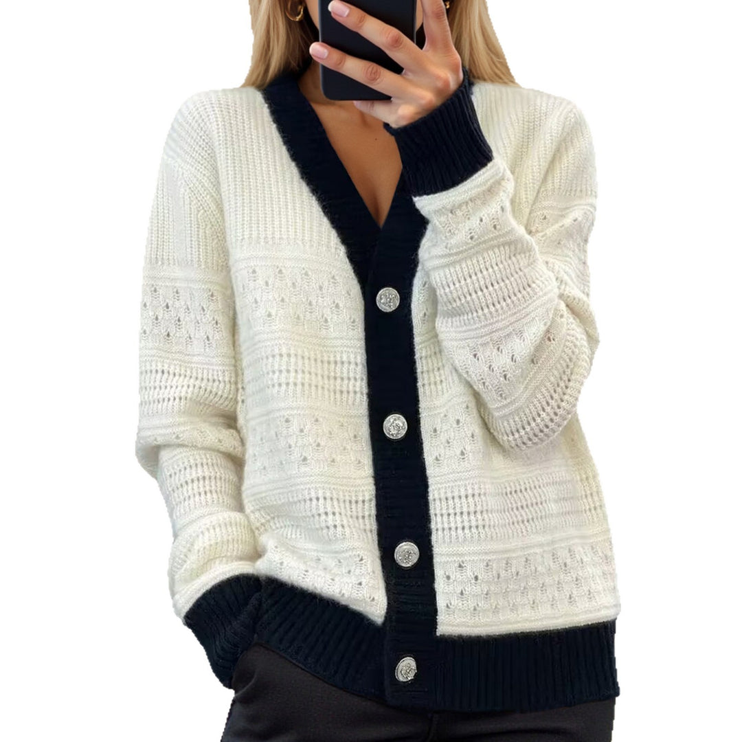 Damen Strickjacke mit Wabenmuster und eleganten Knöpfen Drune