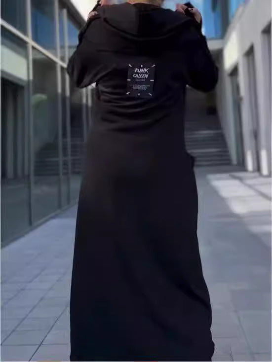 Damen modischer Kapuzenmantel mit Taschen und asymmetrischem Schnitt Drune
