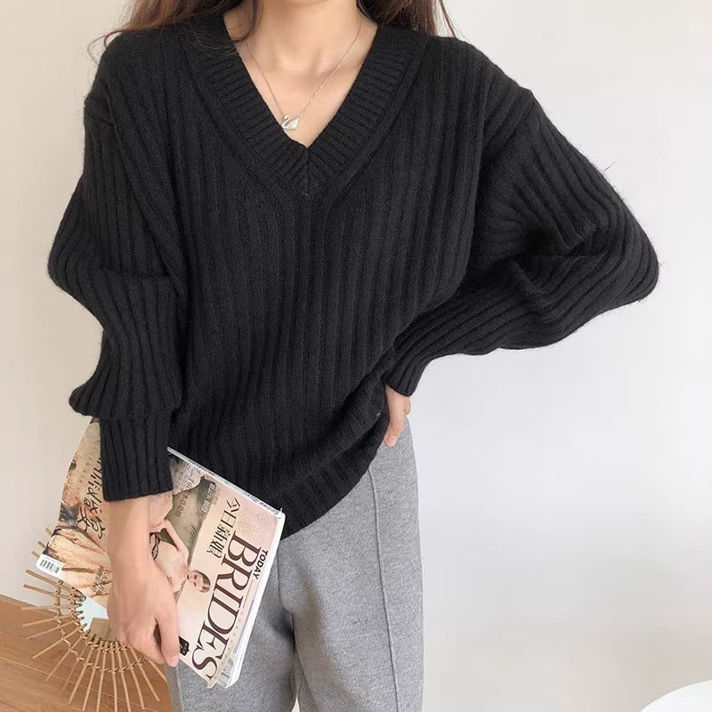 Damen Feinstrickpullover mit V-Ausschnitt und lässigem Schnitt Drune
