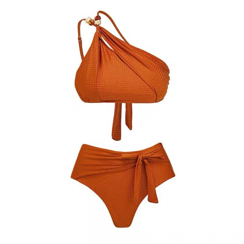 Damen Hochgeschnittener Bikini mit asymmetrischem Schnitt und raffiniertem Wickel-Design Drune