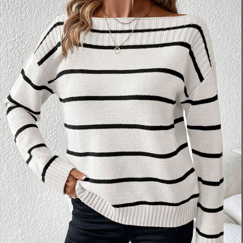 Damen lässiger Pullover mit auffälligem Streifendesign Drune