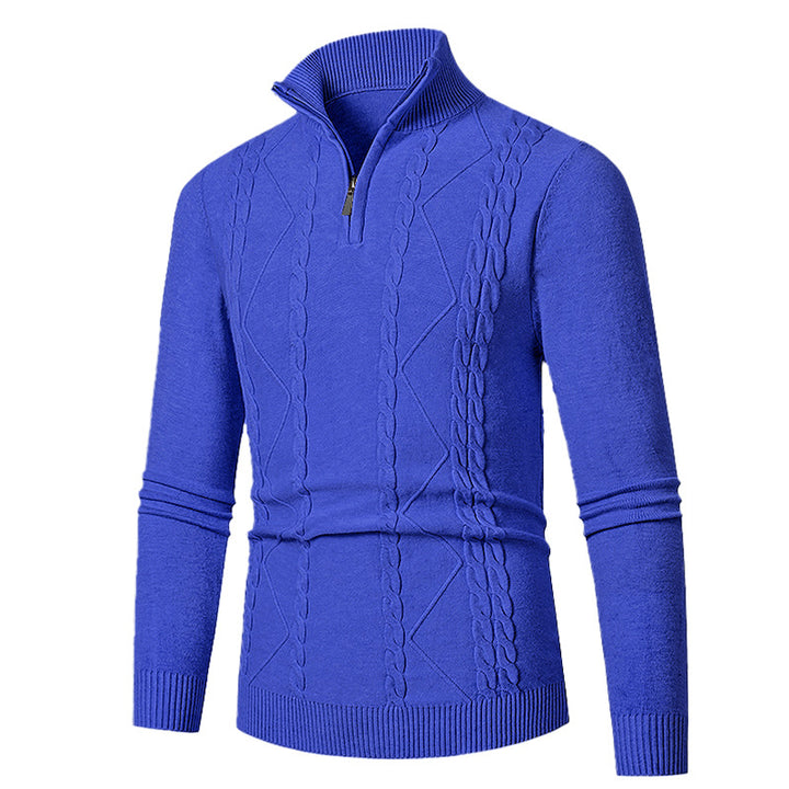 Herren Strickpullover mit Halb-Zip und strukturiertem Muster Drune