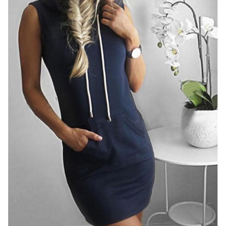 Damen Freizeitkleid mit Kapuze und seitlichen Taschen Drune