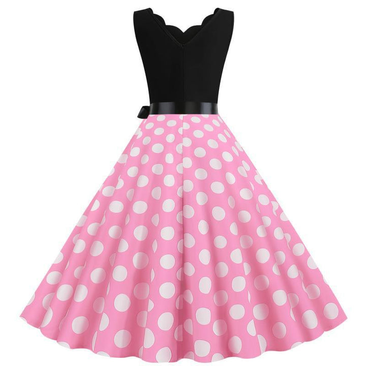 Damen Swingkleid mit tiefem V-Ausschnitt und filigranem Punktemuster Drune