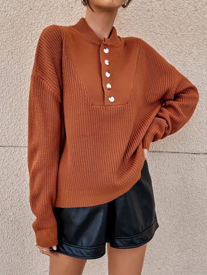 Damen Strickpullover mit Knopfleiste und strukturiertem Design Drune