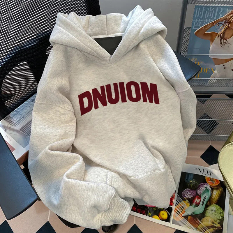 Damen Kapuzenpullover mit großem Schriftzug Drune