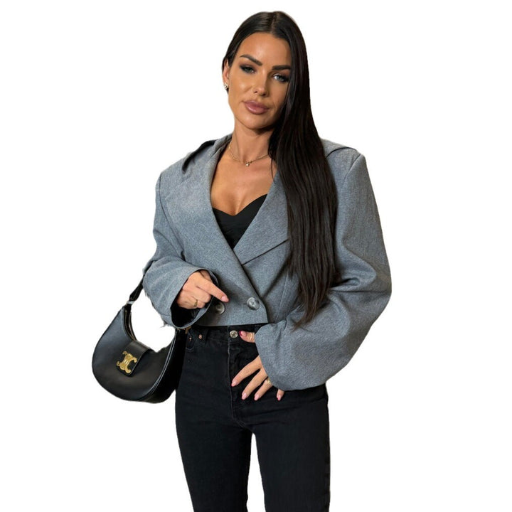 Damen Kurze Blazerjacke mit oversized Schnitt und elegante Knopfdetails Drune