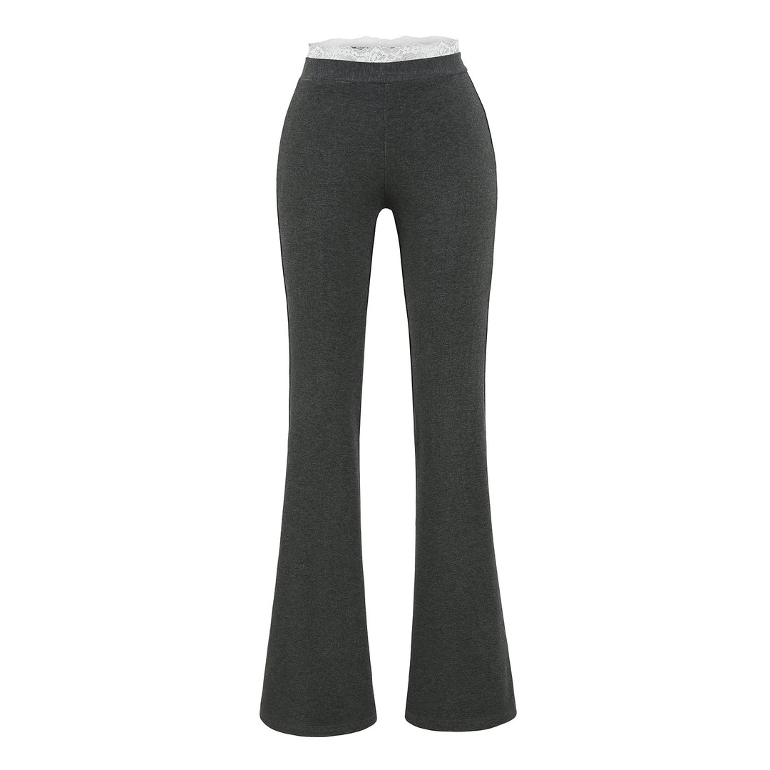 Damen Hochbundige Stretch-Jeans mit Spitzenverzierung Drune