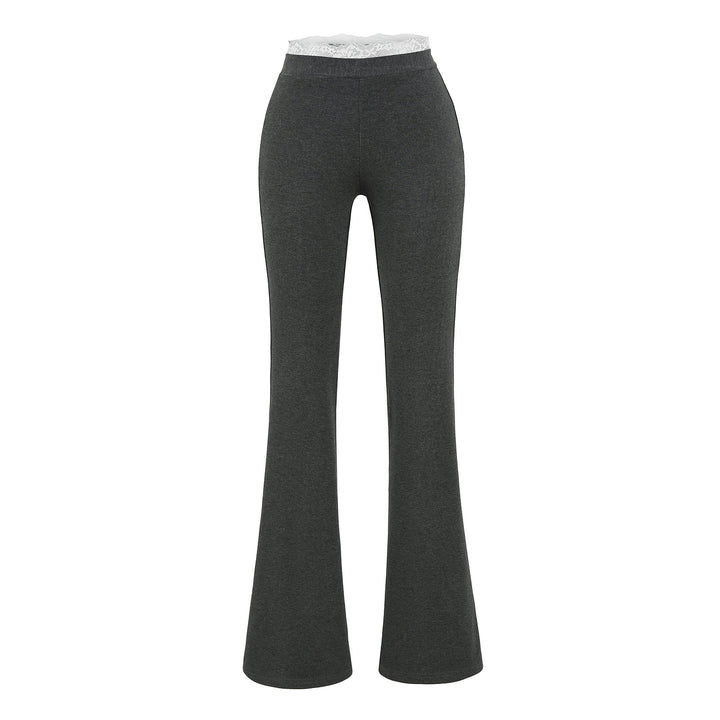 Damen Hochbundige Stretch-Jeans mit Spitzenverzierung Drune