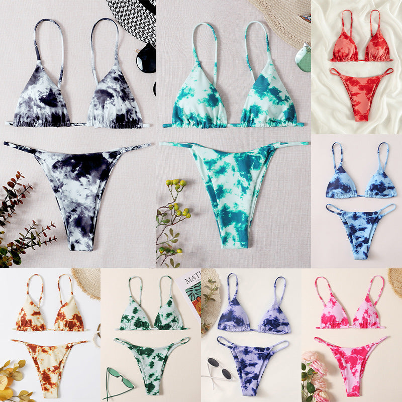 Damen Triangel-Bikini mit verstellbaren Trägern und Raffungen Drune