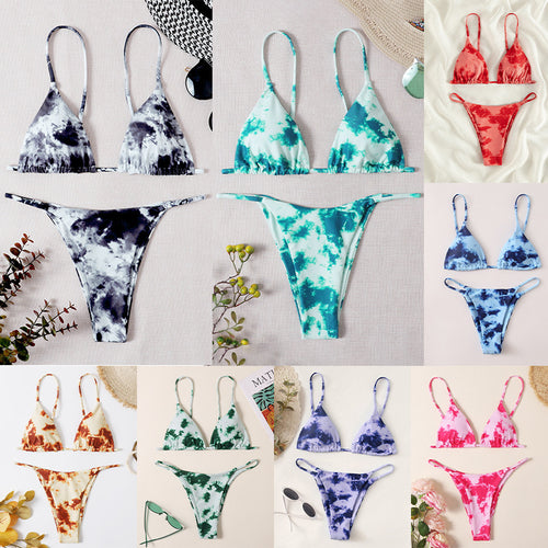 Damen Triangel-Bikini mit verstellbaren Trägern und Raffungen Drune