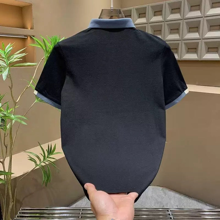 Herren Poloshirt mit Kontrastkragen und feiner Struktur Drune