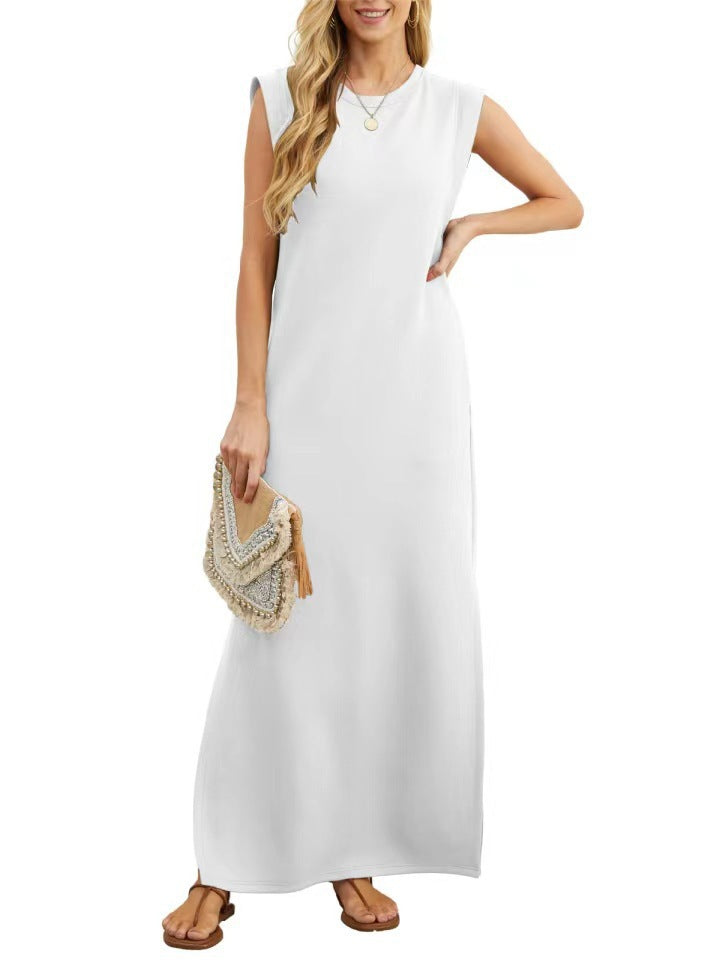 Damen Maxikleid mit modernen Schulterdetails und fließendem Schnitt Drune