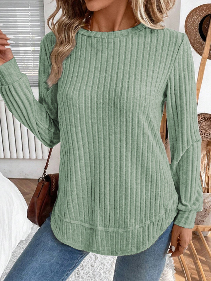 Damen lässiger Strickpullover mit vertikalen Streifen Drune